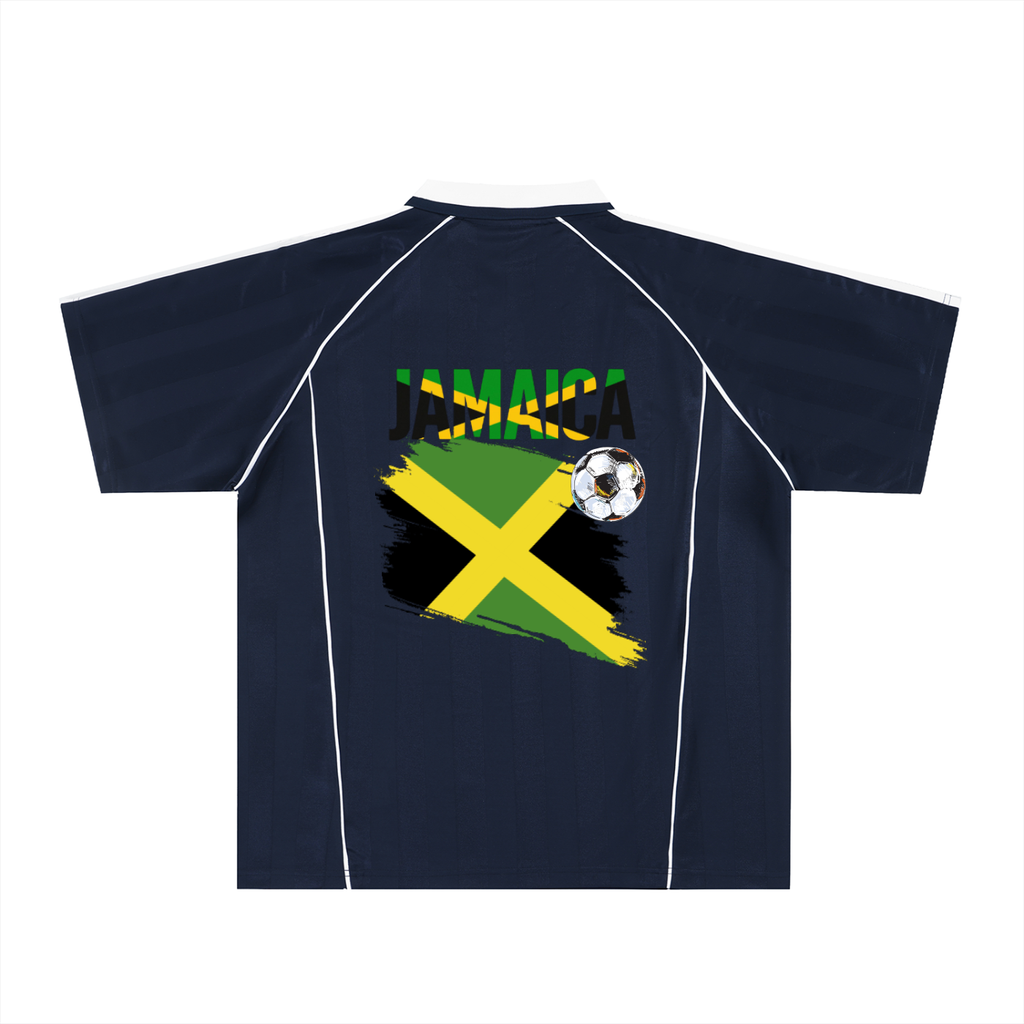 Jamaica Flag Themed Unisex Stripe Collared Soccer Jersey