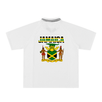 Graphic V-Neck Soccer Jersey Featuring a Jamaican Flag Design