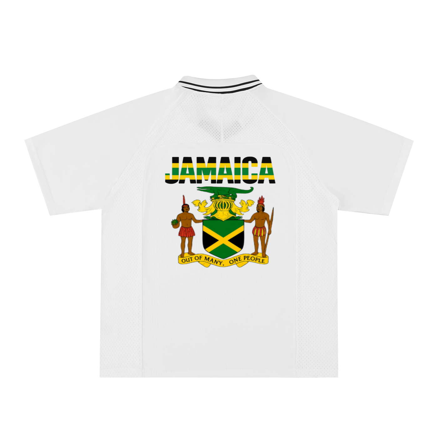Graphic V-Neck Soccer Jersey Featuring a Jamaican Flag Design