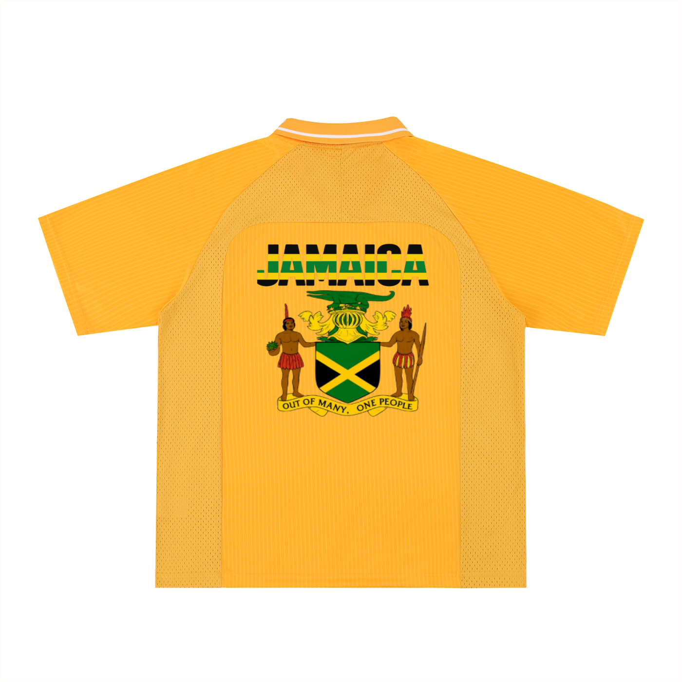 Graphic V-Neck Soccer Jersey Featuring a Jamaican Flag Design