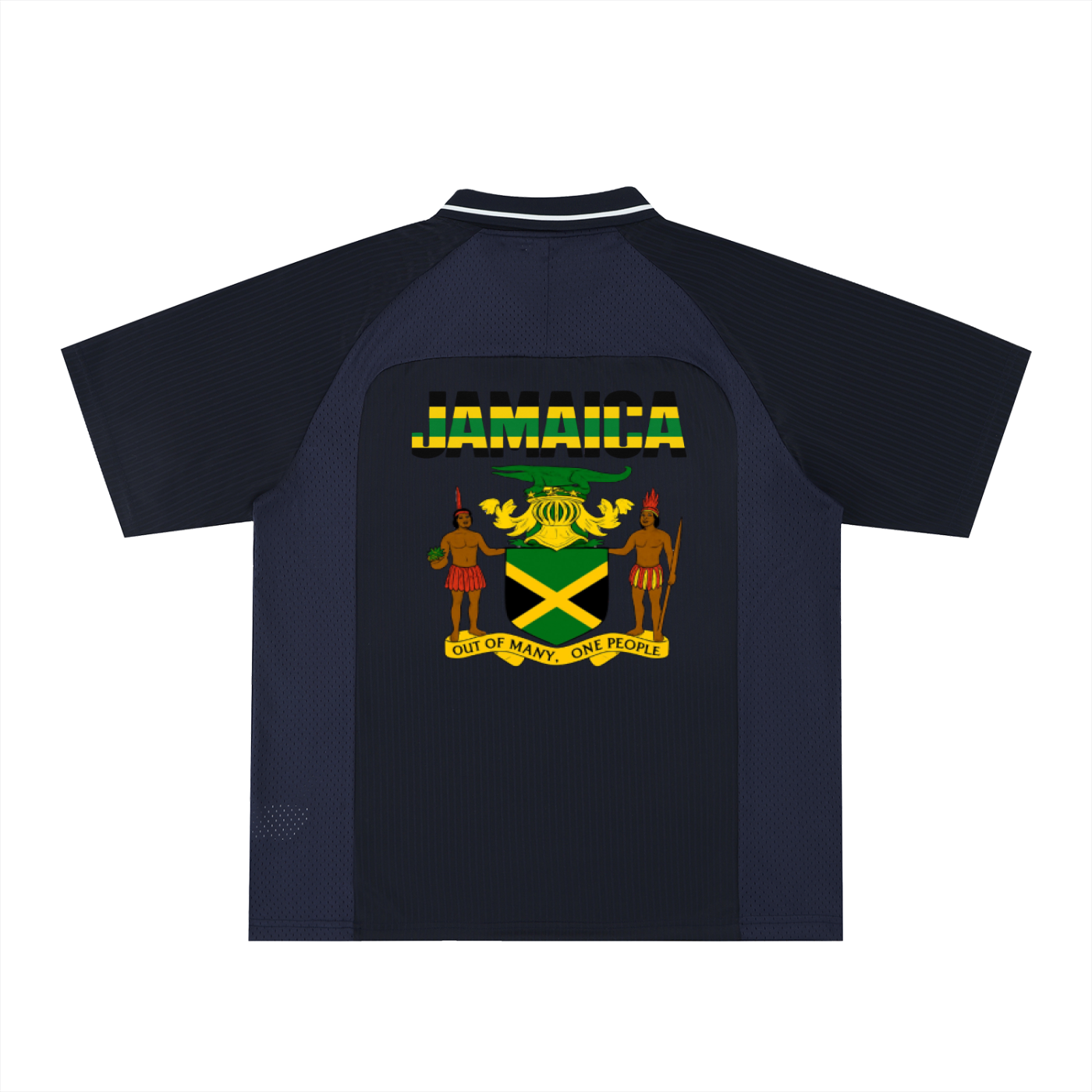Graphic V-Neck Soccer Jersey Featuring a Jamaican Flag Design