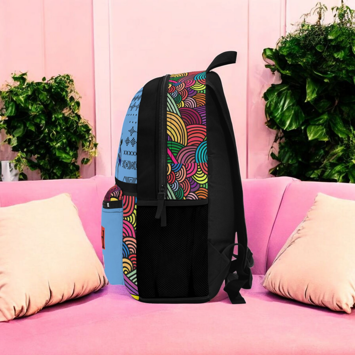 Colorful Tribal Dance Backpack, Ethnic Music Festival Bag, Boho Rucksack