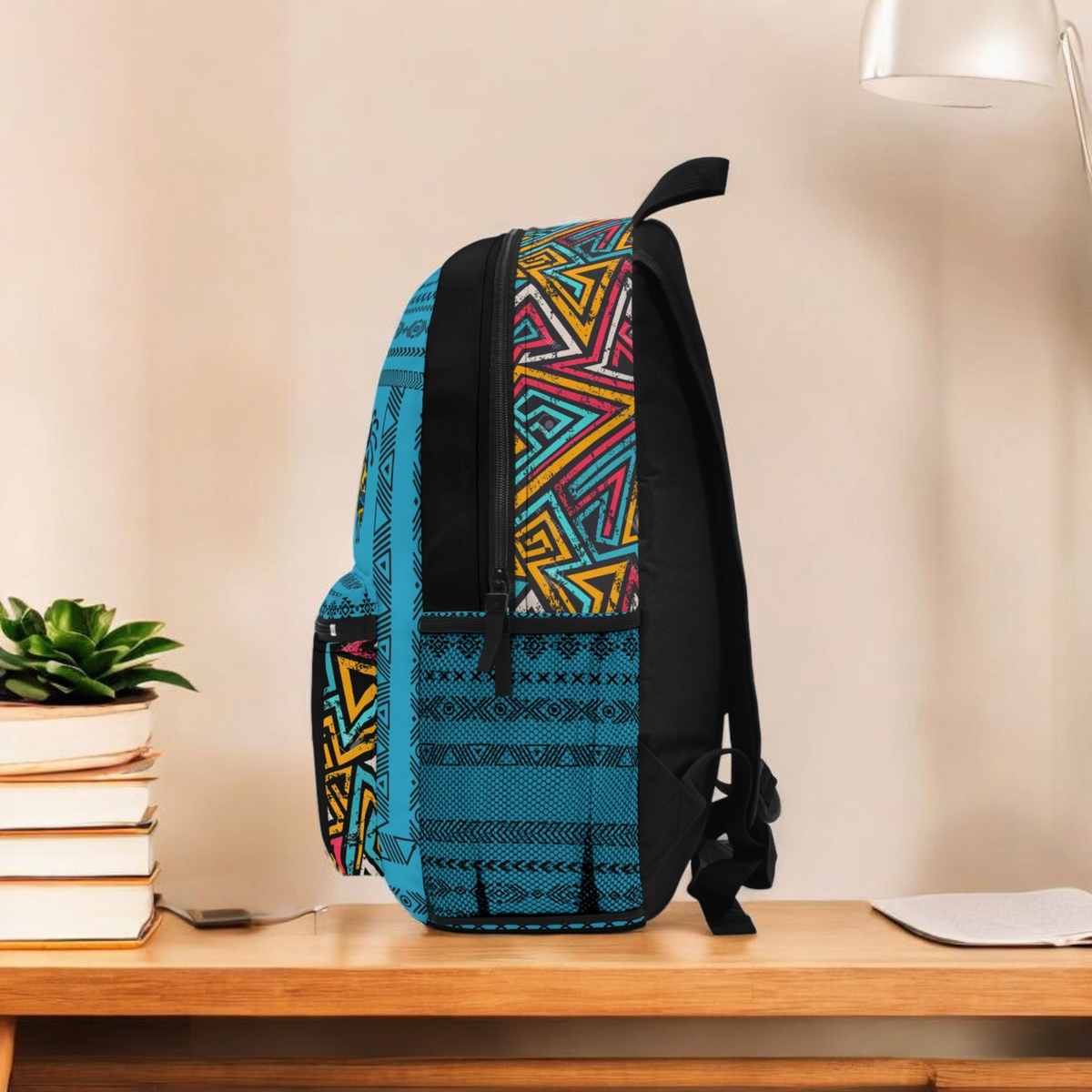 Boho Afro Music Backpack, Music Lover Bag, Cartoon Print Rucksack Printify