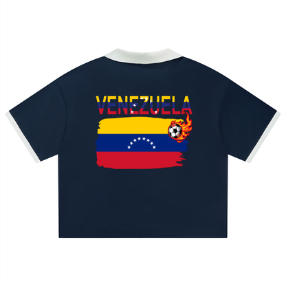 Venezuela Flag Themed Unisex Collared Piping Boxy Soccer Jersey