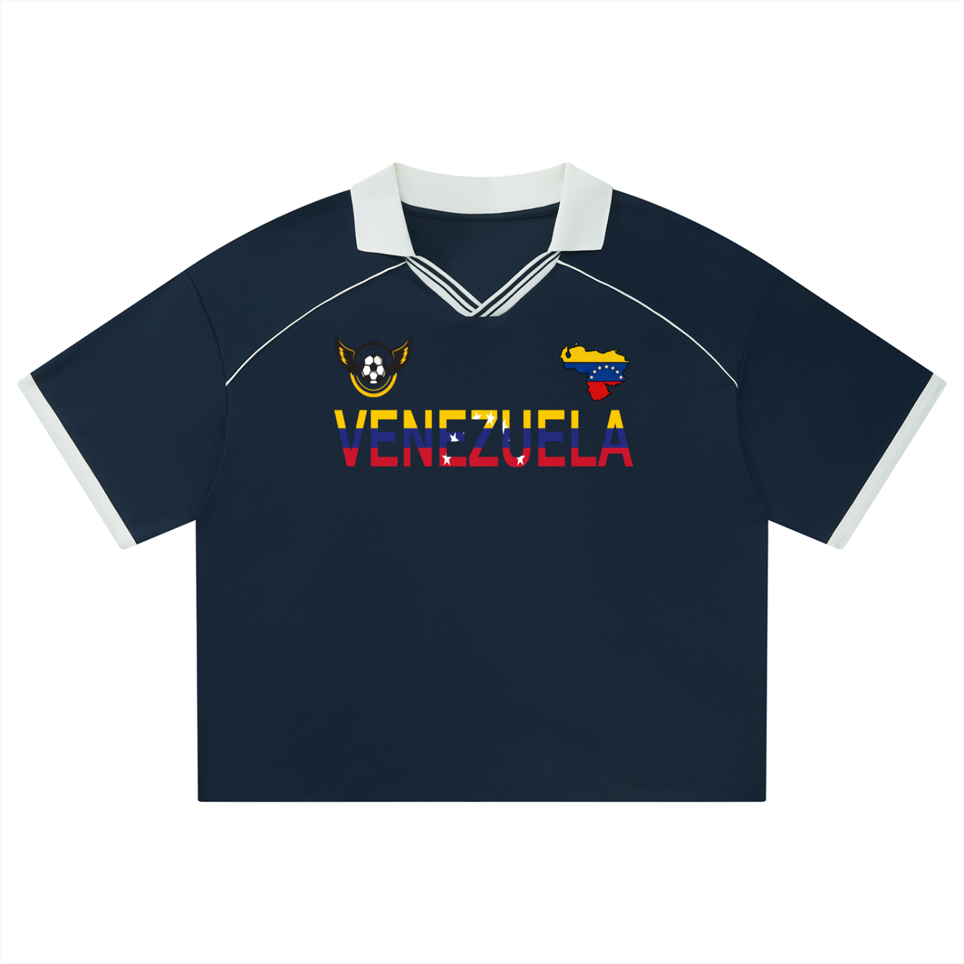 Venezuela Flag Themed Unisex Collared Piping Boxy Soccer Jersey