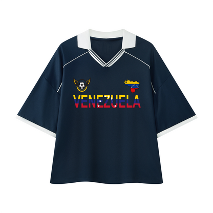 Venezuela Flag Themed Unisex Collared Piping Boxy Soccer Jersey