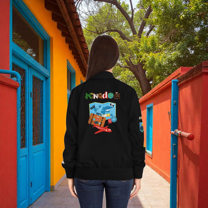 Explorer Themed Graphic Women's Bomber Jacket - Travel Enthusiast,  Wanderlust Coat