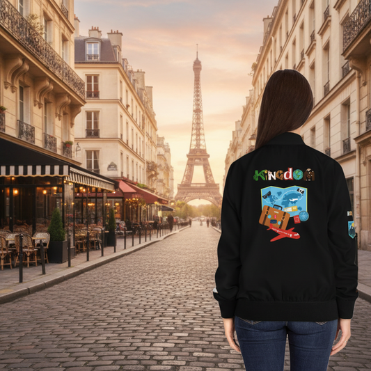 Explorer Themed Graphic Women's Bomber Jacket - Travel Enthusiast,  Wanderlust Coat