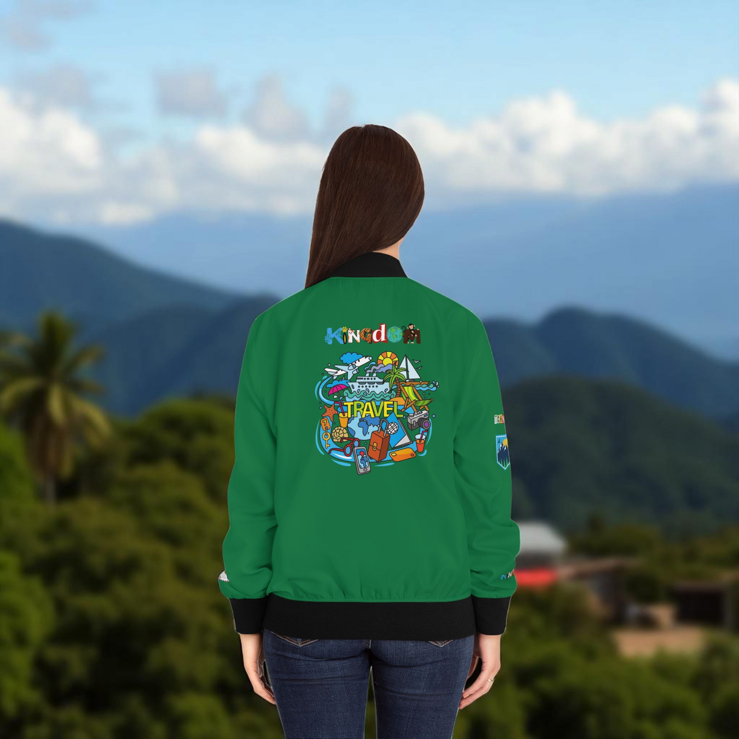 Graphic Women's Bomber Jacket - Travel Enthusiast Vacation Mode Outerwear