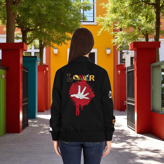 Gothic Bomber Jacket, Graphic Women's Coat, 3D Art Outerwear, Unique Hand Art Jacket