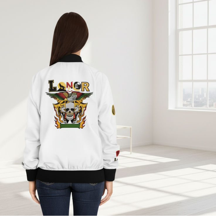Tiger Graphic Bomber Jacket, Illusion Art All Over Print Women's Outerwear Printify