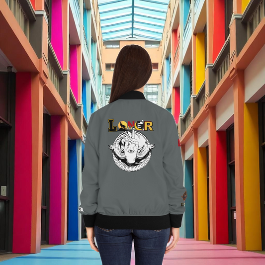 Gothic Bomber Jacket, Eye Art Women's Outerwear, Unique All Over Print Jacket