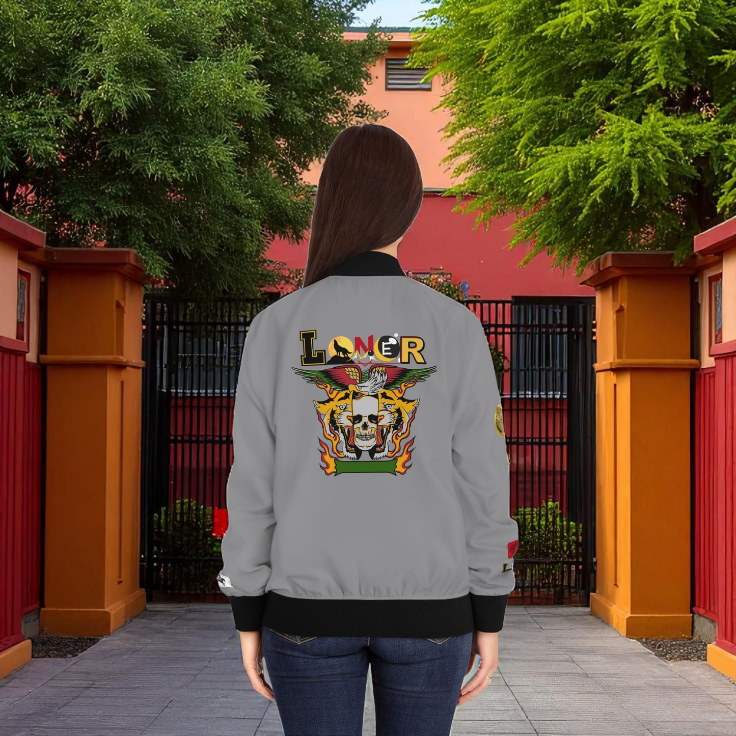 Tiger Graphic Bomber Jacket, Illusion Art All Over Print Women's Outerwear