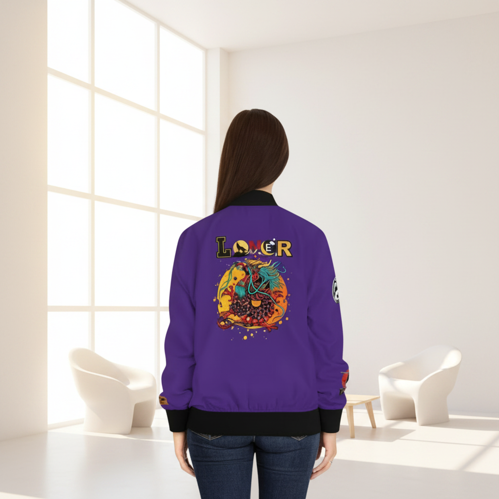 Dragon Graphic Women's Bomber Jacket, Mythical All Over Design Printify