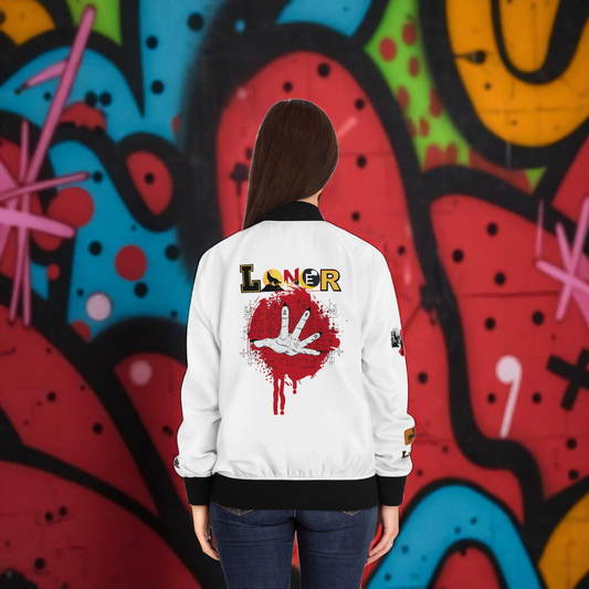 Gothic Bomber Jacket, Graphic Women's Coat, 3D Art Outerwear, Unique Hand Art Jacket