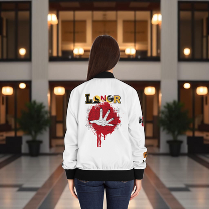 Gothic Bomber Jacket, Graphic Women's Coat, 3D Art Outerwear, Unique Hand Art Jacket