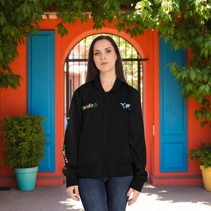 Explorer Themed Graphic Women's Bomber Jacket - Travel Enthusiast,  Wanderlust Coat