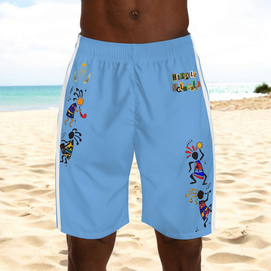 Ethnic Music Cartoon Men's Jogger Shorts - Happily Celebrating Heritage