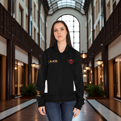 Wolf Themed Women's Bomber Jacket, Illusion Art Graphic Outerwear