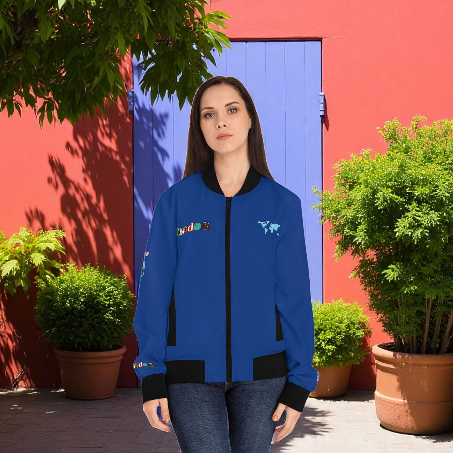 Graphic Women's Bomber Jacket - Travel Enthusiast Vacation Mode Outerwear