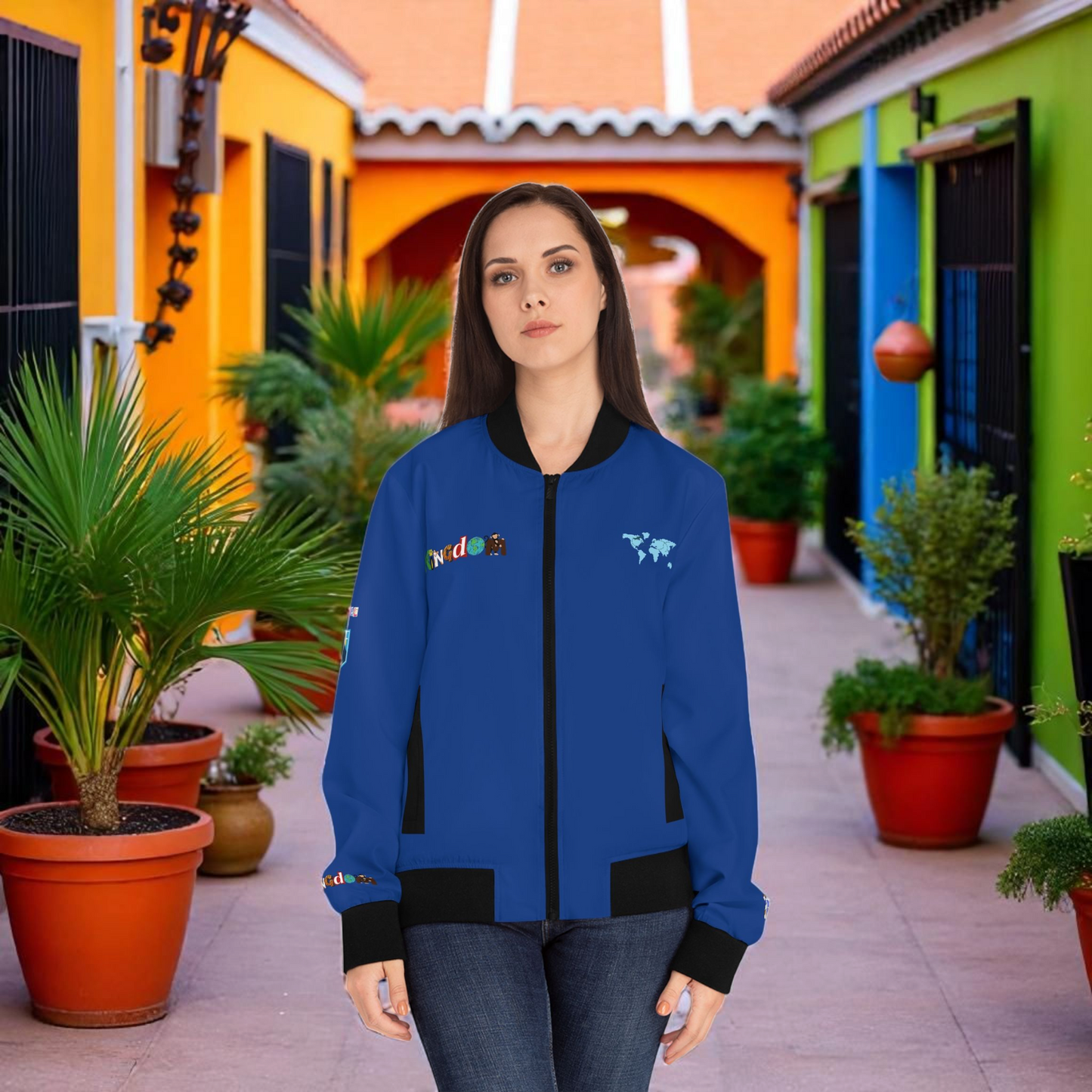 Graphic Women's Bomber Jacket - Travel Enthusiast Vacation Mode Outerwear