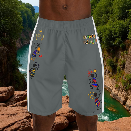 Ethnic Music Cartoon Men's Jogger Shorts - Happily Celebrating Heritage