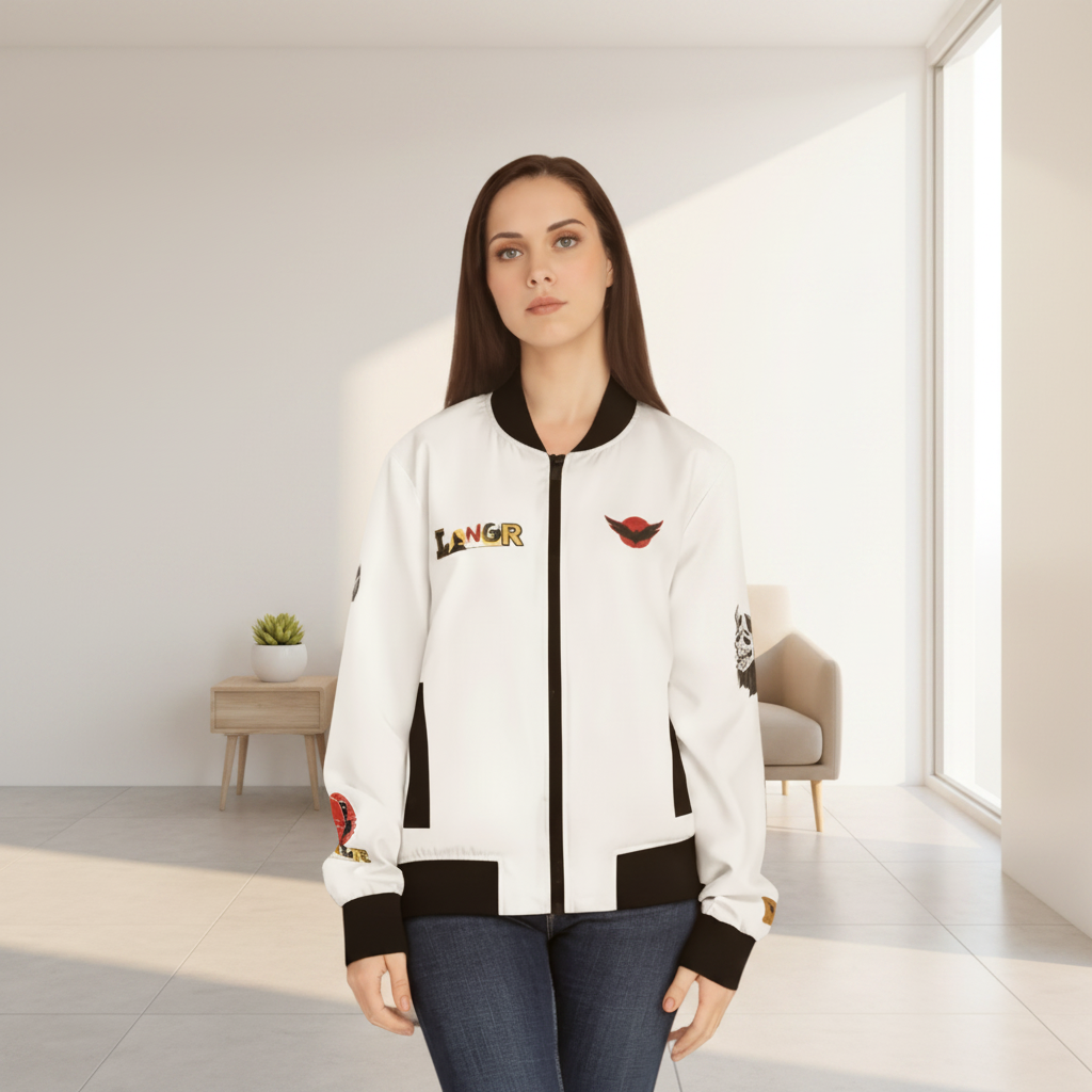 Dragon Graphic Women's Bomber Jacket, Mythical All Over Design, Zip Up Outerwear for Her Printify