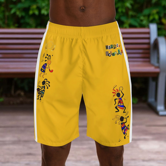Ethnic Music Cartoon Men's Jogger Shorts - Happily Celebrating Heritage