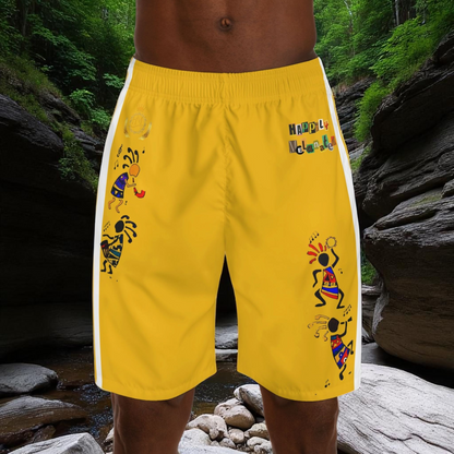 Ethnic Music Cartoon Men's Jogger Shorts - Happily Celebrating Heritage