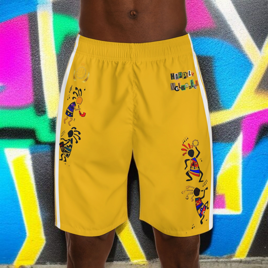Ethnic Music Cartoon Men's Jogger Shorts - Happily Celebrating Heritage
