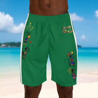 Ethnic Music Cartoon Men's Jogger Shorts - Happily Celebrating Heritage