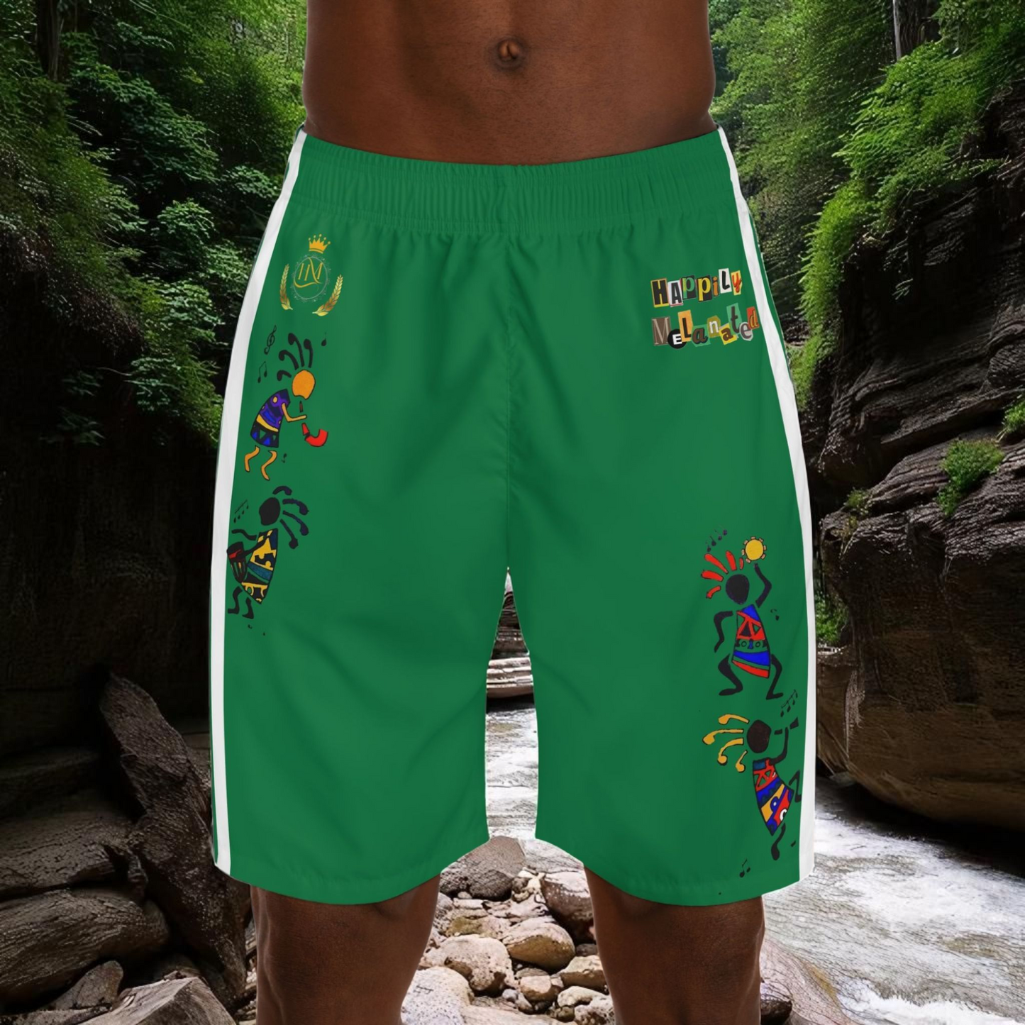 Ethnic Music Cartoon Men's Jogger Shorts - Happily Celebrating Heritage