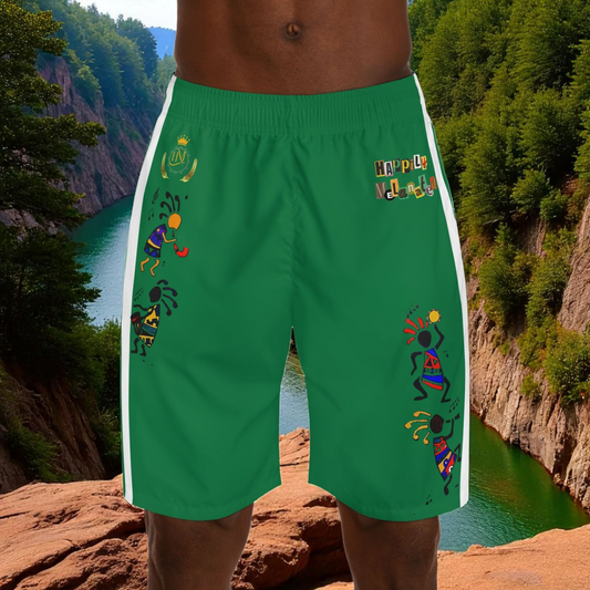Ethnic Music Cartoon Men's Jogger Shorts - Happily Celebrating Heritage