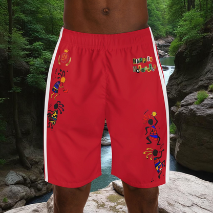 Ethnic Music Cartoon Men's Jogger Shorts - Happily Celebrating Heritage