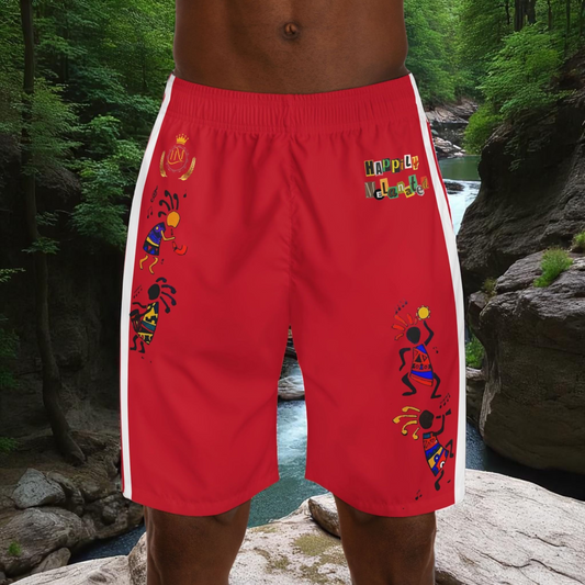 Ethnic Music Cartoon Men's Jogger Shorts - Happily Celebrating Heritage