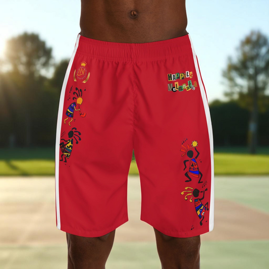 Ethnic Music Cartoon Men's Jogger Shorts - Happily Celebrating Heritage