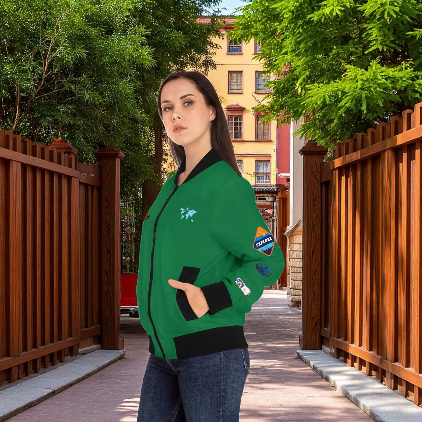 Graphic Women's Bomber Jacket - Travel Enthusiast Vacation Mode Outerwear