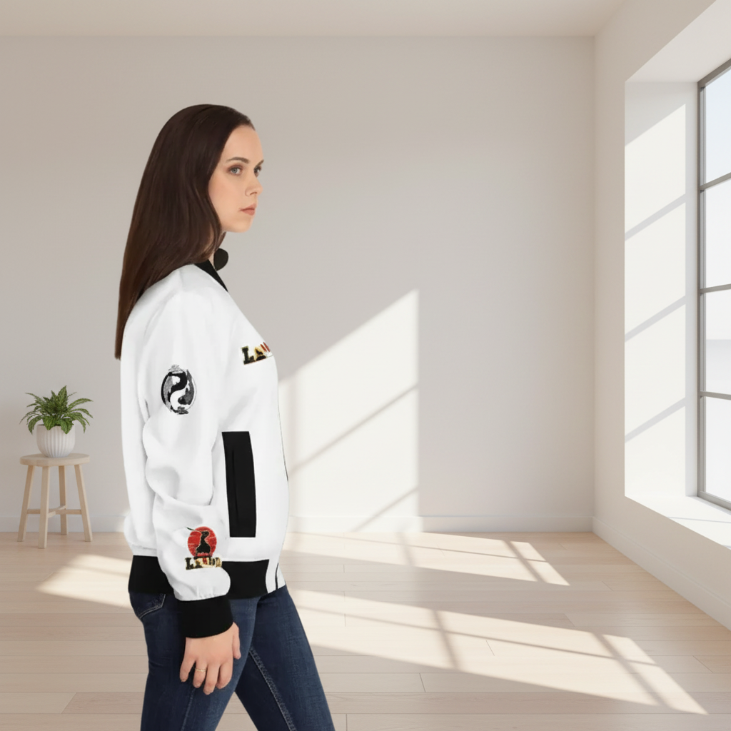 Dragon Graphic Women's Bomber Jacket, Mythical All Over Design, Zip Up Outerwear for Her Printify