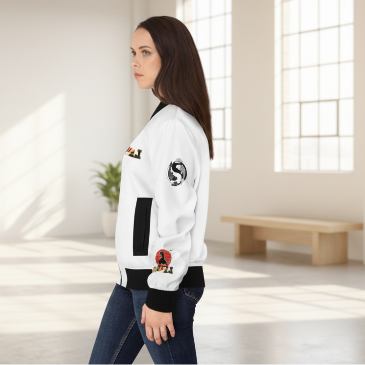 Tiger Graphic Bomber Jacket, Illusion Art All Over Print Women's Outerwear Printify