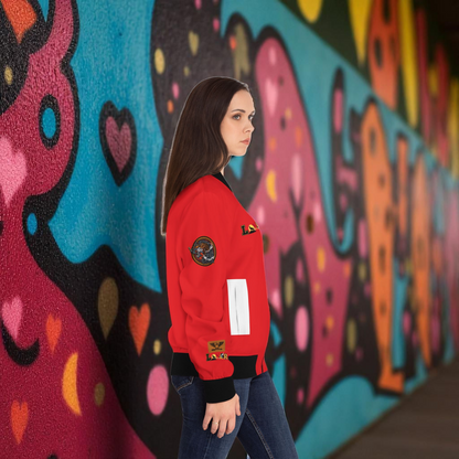 Wolf Themed Women's Bomber Jacket, Illusion Art Graphic Outerwear, Wild Animal Print Coat