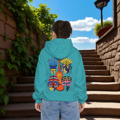 Ethnic Music Art Unisex Garment-Dyed Hoodie, Handcrafted Hooded Sweater