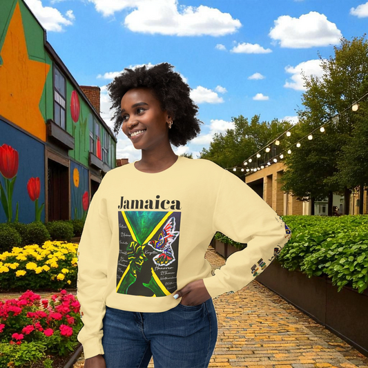Hand-Drawn Afro Music Graphic Sweatshirt - Unisex Lightweight Crewneck