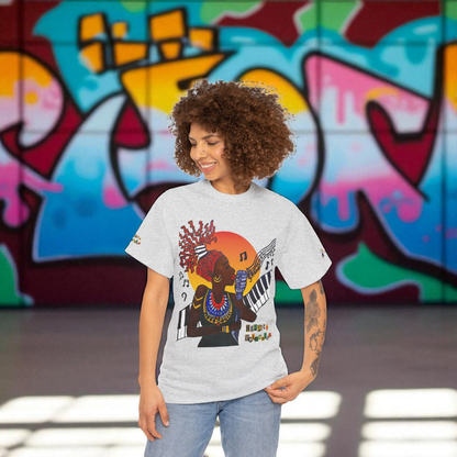 Afro Music Unisex Graphic Tee, Piano Art, Jazz Singer Shirt, Music Lover Gift