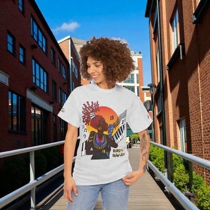 Afro Music Unisex Graphic Tee, Piano Art, Jazz Singer Shirt, Music Lover Gift