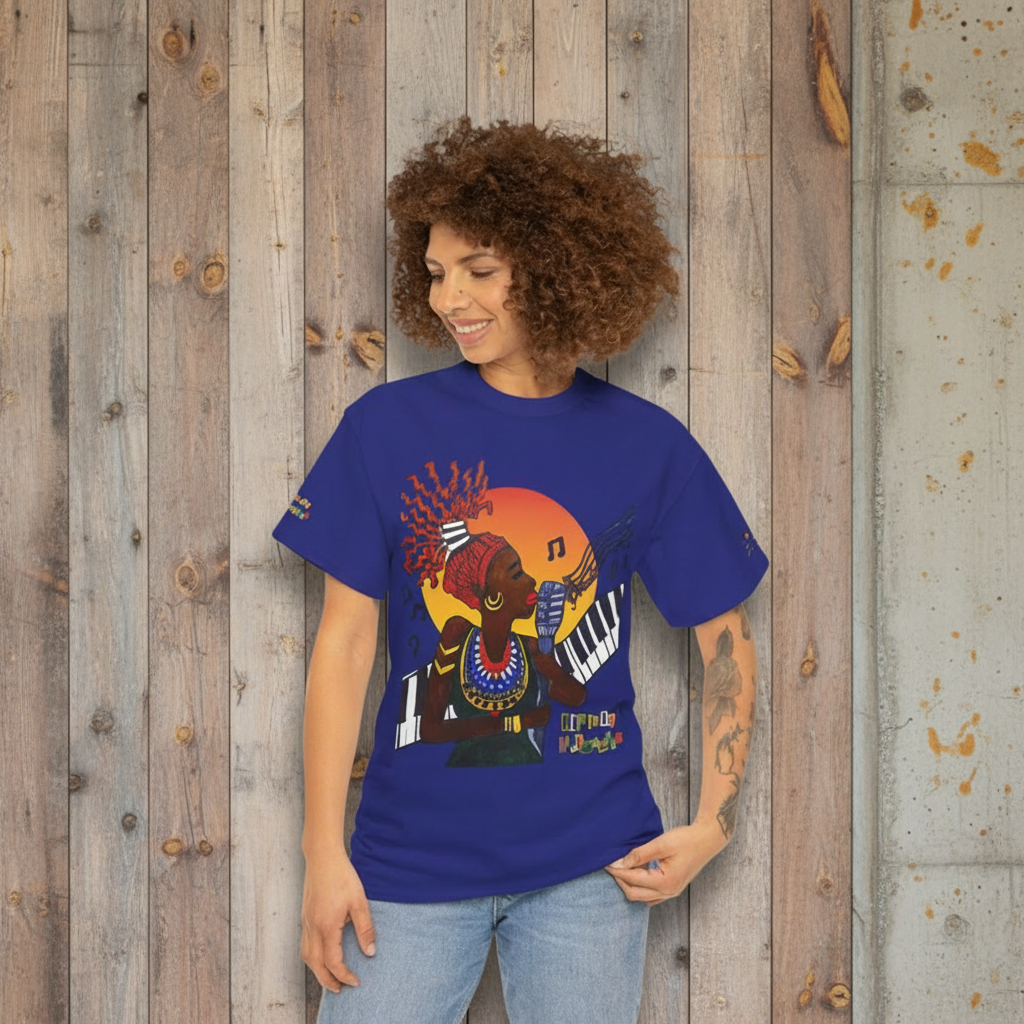 Afro Music Graphic Tee, Piano Art, Jazz Singer Shirt, Black History Unisex Tee, Music Lover Gift Printify