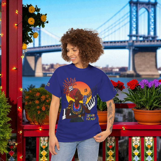 Afro Music Graphic Tee, Piano Art, Jazz Singer Shirt, Black History Unisex Tee, Music Lover Gift