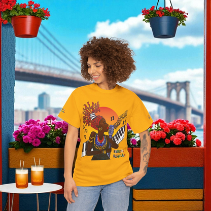 Afro Music Unisex Graphic Tee, Piano Art, Jazz Singer Shirt, Music Lover Gift