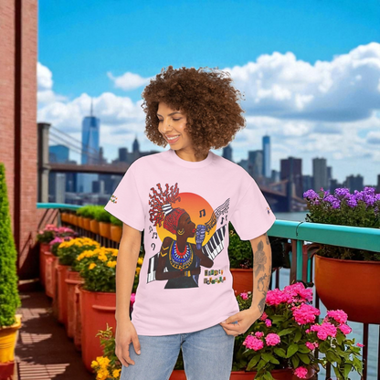 Afro Music Unisex Graphic Tee, Piano Art, Jazz Singer Shirt, Music Lover Gift