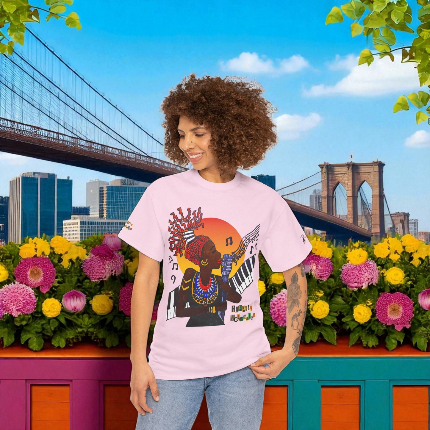 Afro Music Unisex Graphic Tee, Piano Art, Jazz Singer Shirt, Music Lover Gift