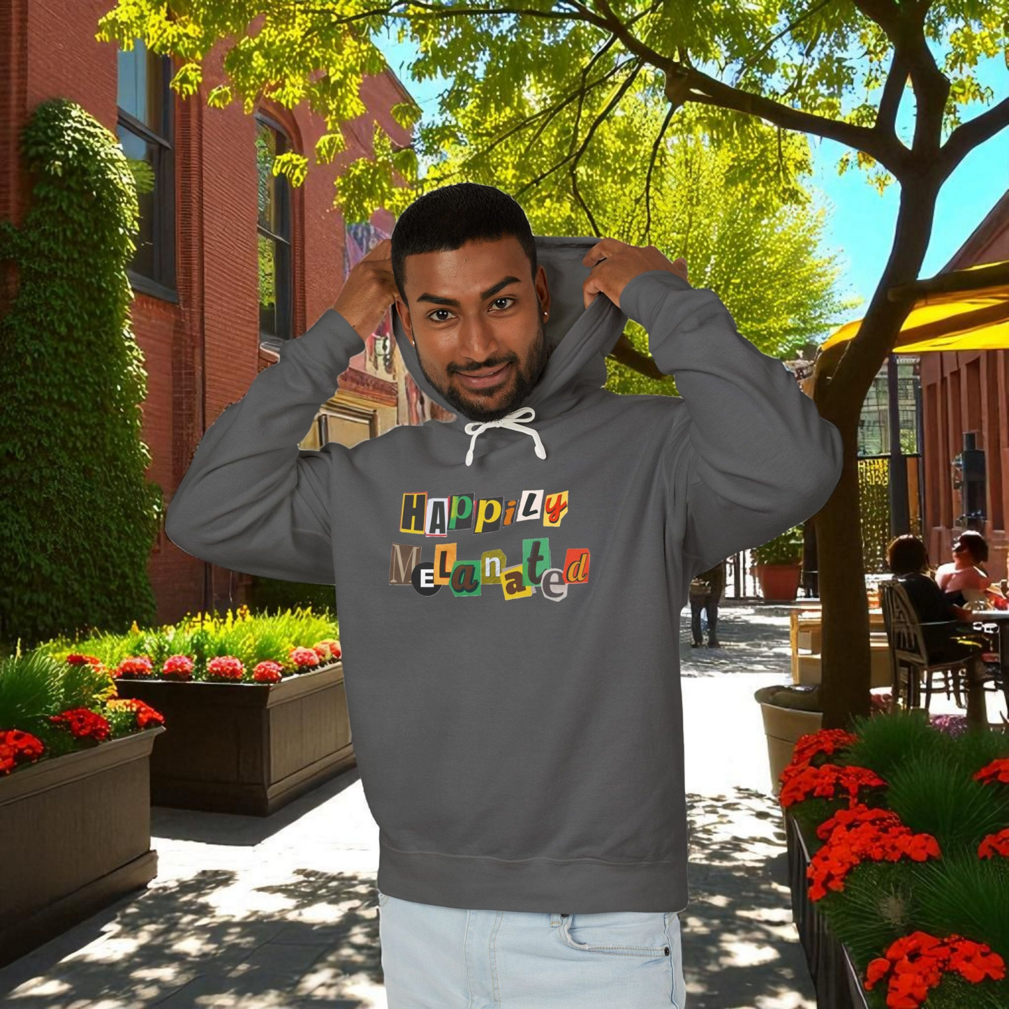 Handcrafted Ethnic Music Art on Unisex Lightweight Hoodie - Music Lover Gift